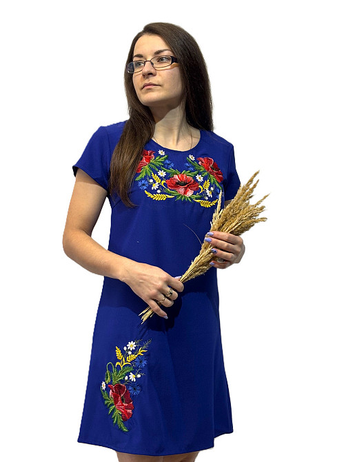 Женское вышитое платье с орнаментом полевых цветочков 42 Киев - изображение 1