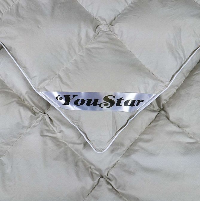 Эксклюзивное пуховое Евро одеяло премиум качества YouStar 100% гусиный пух, Сатин, размер 200х220 см (Бежевый) Сумы - изображение 11