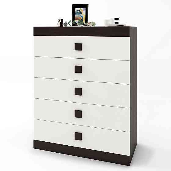 Високий комод Еверест на 5 ящиків Соната-2 80х38х101 венге темний + білий (DTM-2021) Львів