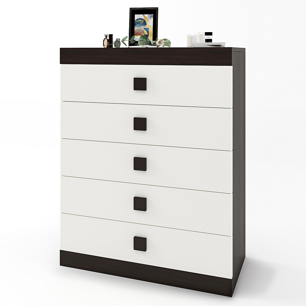 Високий комод Еверест на 5 ящиків Соната-2 80х38х101 венге темний + білий (DTM-2021) Львів - фото 2