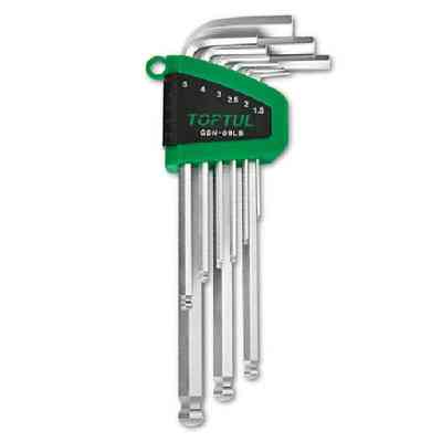 Ключ Toptul Г-подібний шестигранний 1,5-10мм 9шт. довгих з кулею (GSN-09LB) Вінниця