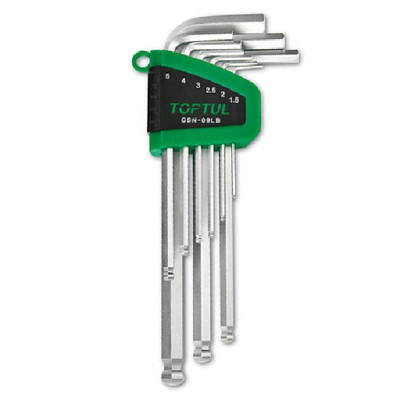 Ключ Toptul Г-подібний шестигранний 1,5-10мм 9шт. довгих з кулею (GSN-09LB) Вінниця - фото 1