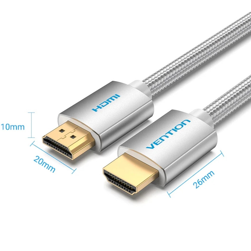 Кабель HDMI M - M, 10.0 м, V2.0, 4K 60Гц, обплетення, Silver Metal Type Vention Винница - изображение 2
