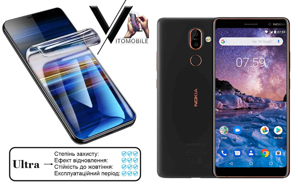 Поліуретанова плівка Ultra для Nokia 7 Plus – мінімальна товщина, максимальний захист! Київ - фото 1