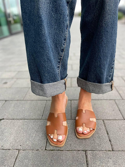 Mermaid Шльопанці жіночі з натуральної шкіри на плоскій підошві коричневі Mermaid 2401 р. 36-40 Коломия - фото 8