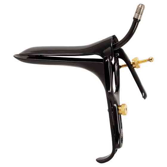 Вагинально-анальное зеркало Fetish Collection Speculum из нержавеющей стали, чёрно-золотое, 15 см Sex Aura Киев