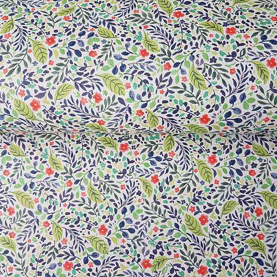 Шпалери вінілові на флізелін 0.53х10.05 Rasch Textil Petite Fleur 5 листя гілки квіти салатові червоні сині Київ