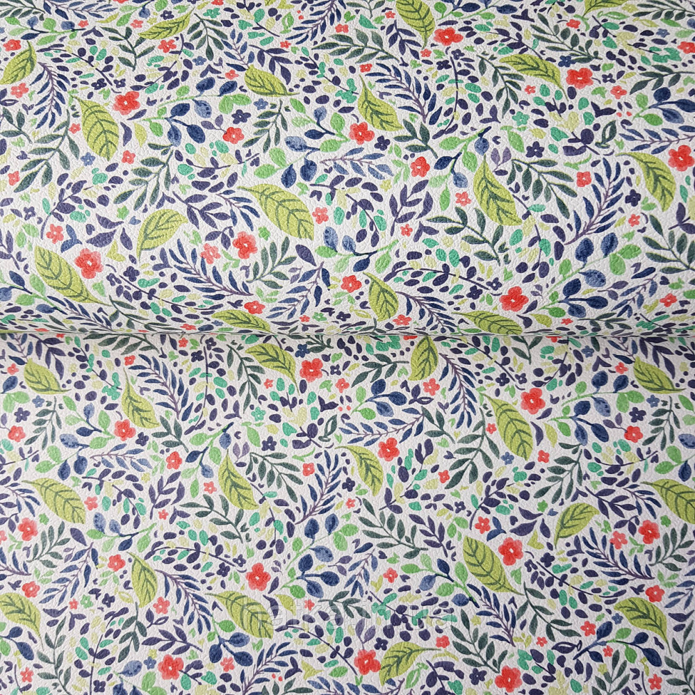 Шпалери вінілові на флізелін 0.53х10.05 Rasch Textil Petite Fleur 5 листя гілки квіти салатові червоні сині Київ - фото 2