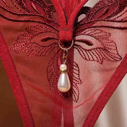 Трусики з розрізом та бусинкою універсальний бордовий Київ