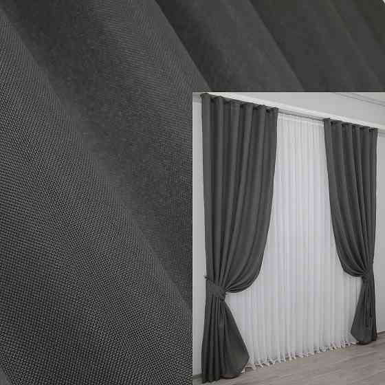 Комплект готовых штор VR-Textil Лен Лен Лен Мешковина № 1234ш Серый 100х240 см 2 шт (39-0023) Киев