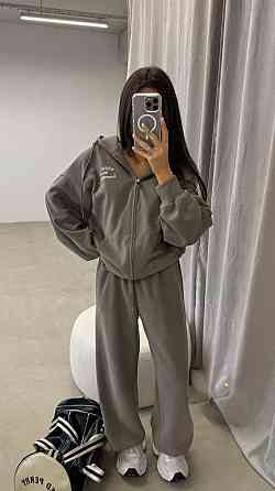 Жіночий прогулянковий костюм-двійка: кофта та штани з турецької двонитки Хакі, 42/44 Одеса