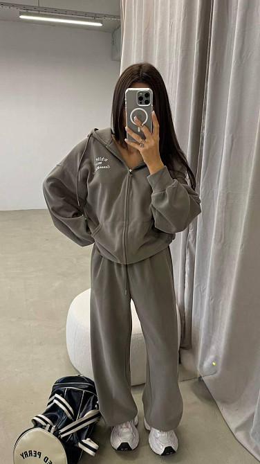 Жіночий прогулянковий костюм-двійка: кофта та штани з турецької двонитки Хакі, 42/44 Одеса - фото 1