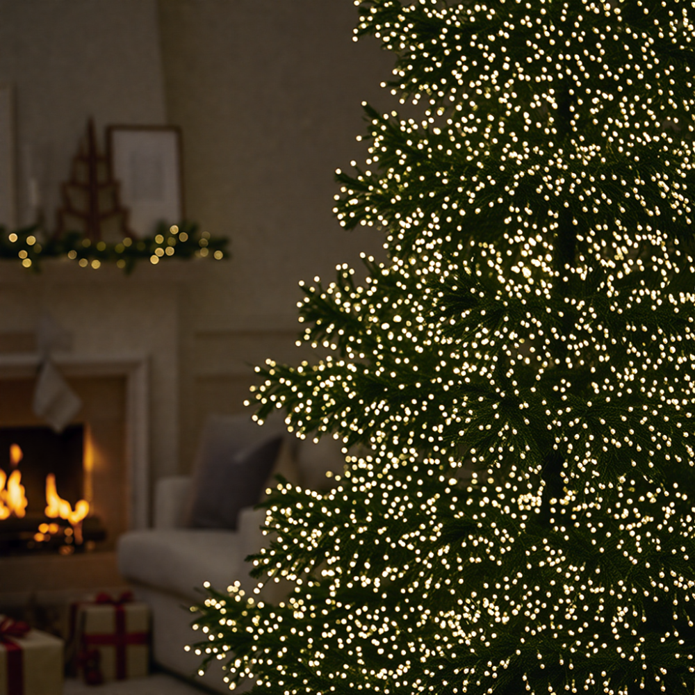 Гірлянда новорічна 50 м, 1500 LED, білий провід, жовте світло Київ - фото 1