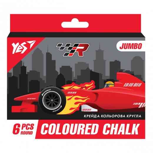 Крейда кольорова 6 шт. "Yes" JUMBO Race legend кругла, 400465, шт Київ