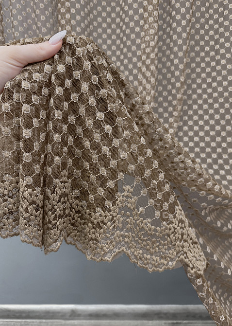 Тюль VR-Textil 1881т Гипюр Коричневый 300х270 см (42-0837) Киев - изображение 5