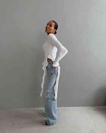 Женский стильный асимметричный лонгслив со шлейфом микродайвинг Одесса