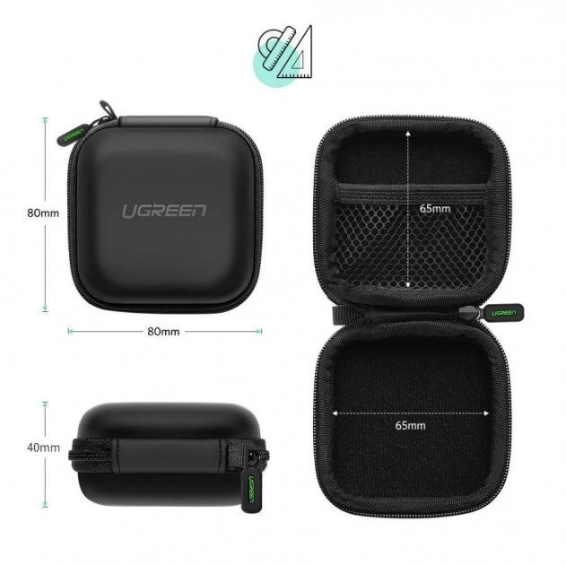 Кофр для хранения наушников и кабелей UGreen 40816 с карабином (Черный) Николаев - изображение 7