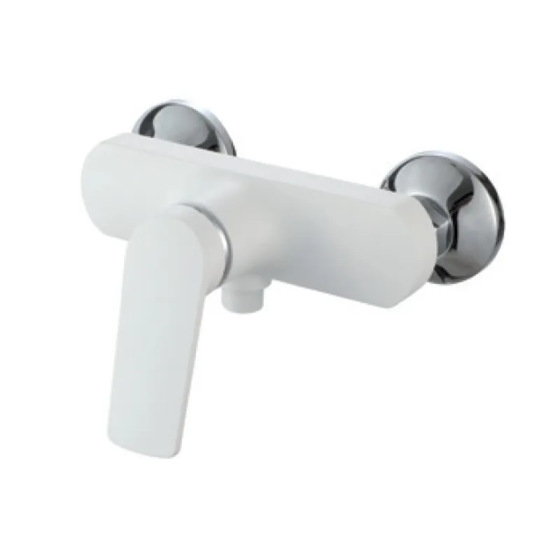 Змішувач для душової кабіни Plamix Lucas-003 SET білий зі шлангом, лійкою та кронштейном (PM0711) Харків