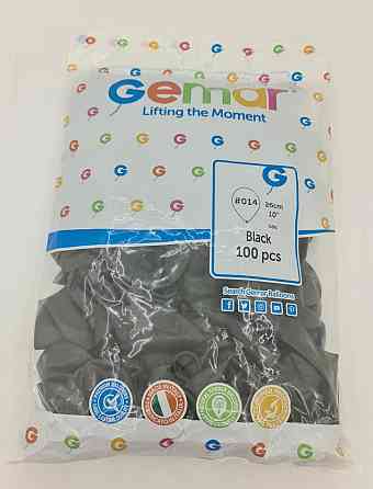 Надувні кулі пастель чорний 10" (25 см) Gemar 100 шт (1 пач.) Харків