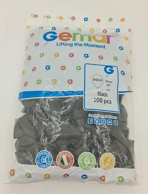 Надувні кулі пастель чорний 10" (25 см) Gemar 100 шт (1 пач.) Харків - фото 2