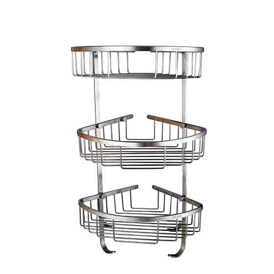 Поличка в душову SS8477-кутова Потрійна НЕРЖ-SUS304-(200*200*600мм)-(Globus Lux) Луцк