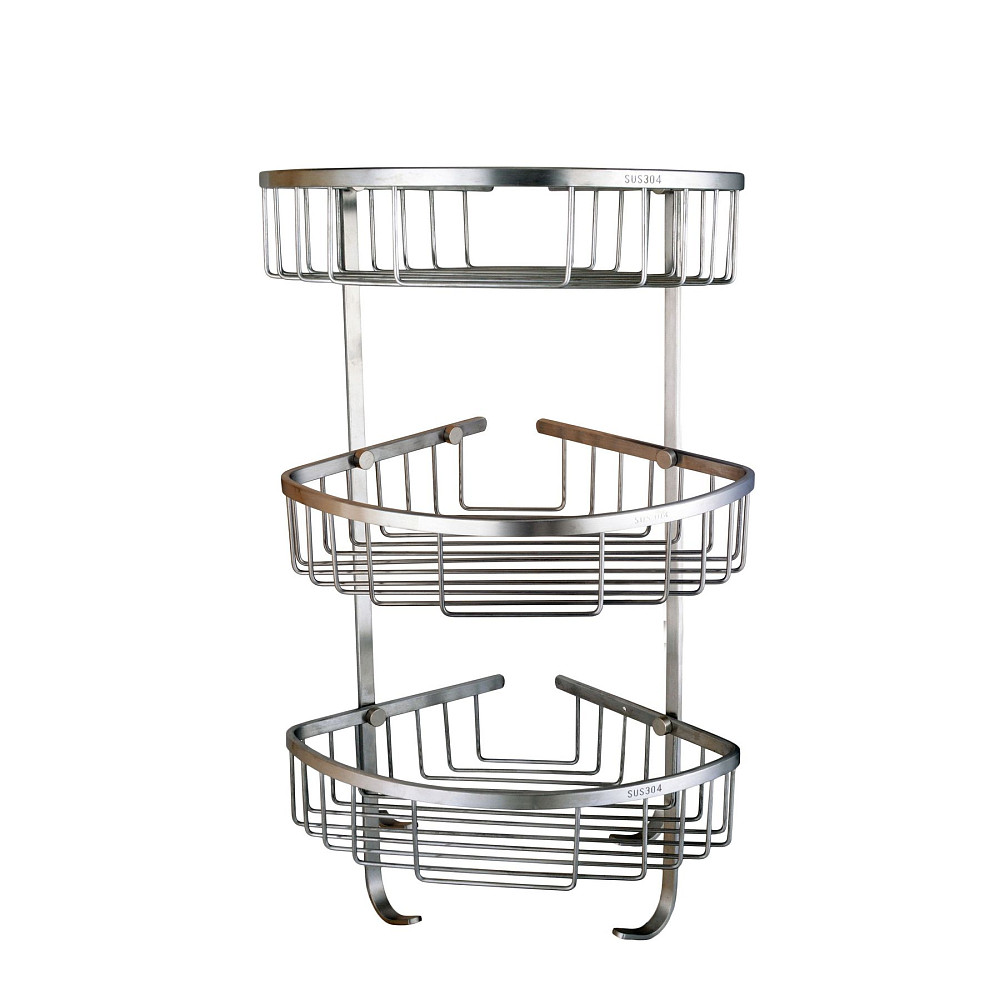 Поличка в душову SS8477-кутова Потрійна НЕРЖ-SUS304-(200*200*600мм)-(Globus Lux) Луцк - изображение 1