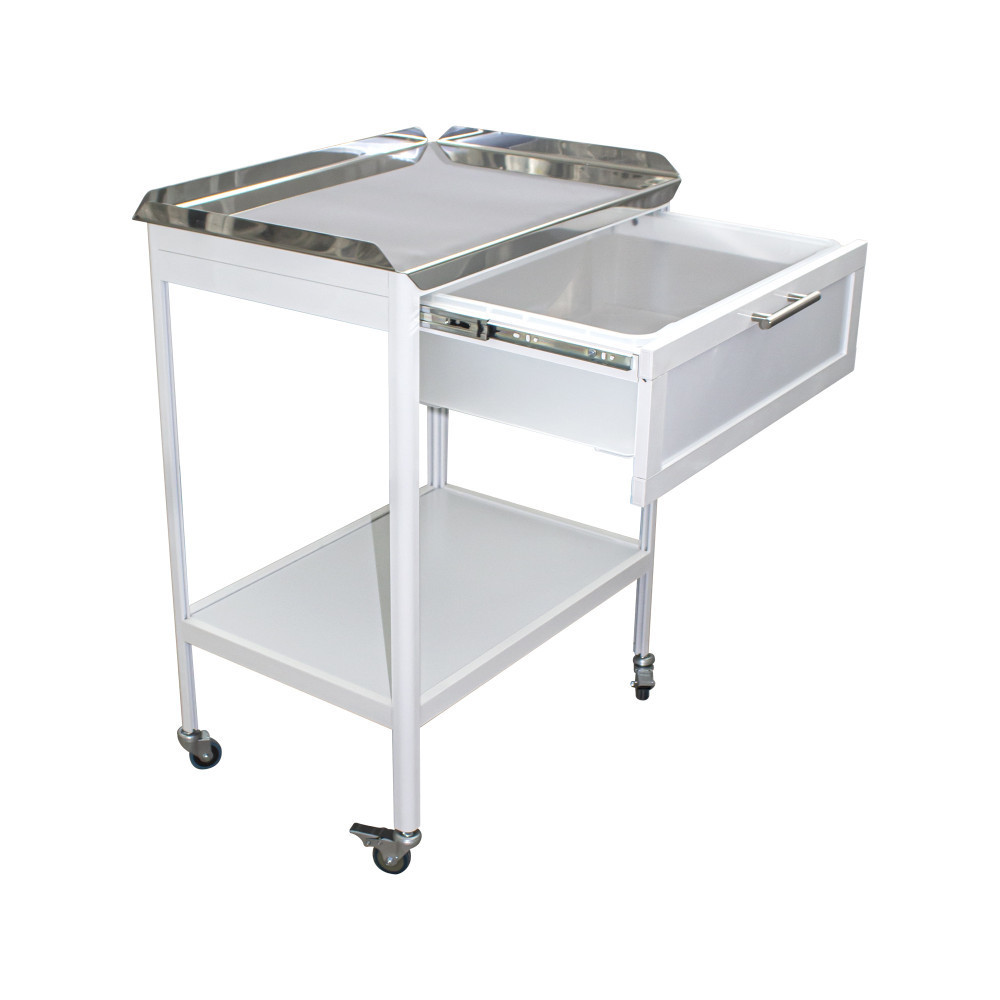 Столик маніпуляційний пересувний, стільниця з нержавіючої сталі СМ-3к Дніпро - фото 1