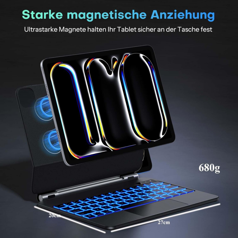 Чехол-клавиатура OMOTON Magic Keyboard для iPad Pro 11 M4 (2024) беспроводная с подсветкой и трекпадом Black Киев - изображение 4