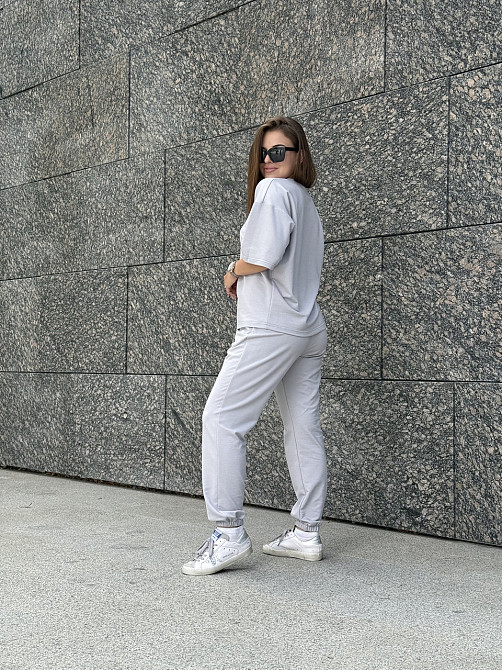 Спортивний костюм жіночий футболка і штани джогери Сірий XL-XXL Харків - фото 9