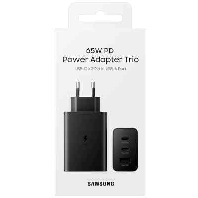 Зарядное устройство Samsung 2xUSB-С 65W PD PPS/USB-A Black (EP-T6530NBEGEU) Винница