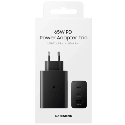 Зарядное устройство Samsung 2xUSB-С 65W PD PPS/USB-A Black (EP-T6530NBEGEU) Винница - изображение 4