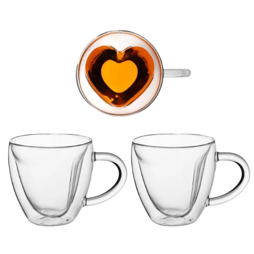 Набір чашок 2шт 250мл з подвійними стінками скло 9006 KAMILLE Житомир - фото 2