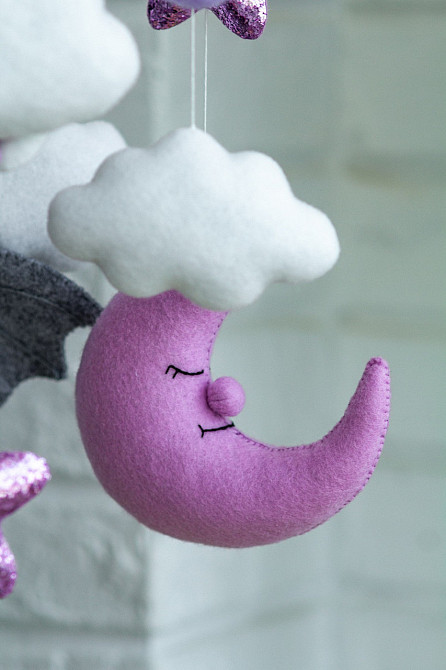 Дитячий мобіль на ліжечко для немовлят ручної роботи WooolyWool «Лавандовий» Київ - фото 8