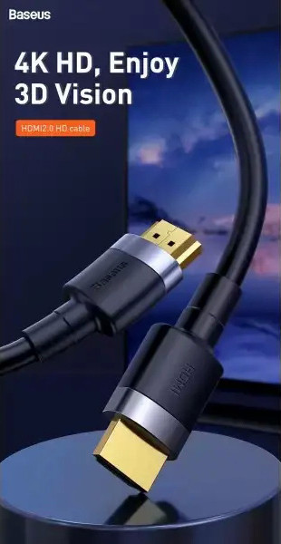 HDMI кабель Baseus Cafule 4K HDMI Male to HDMI Male CADKLF-F01 (Черный, 2м) Николаев - изображение 6