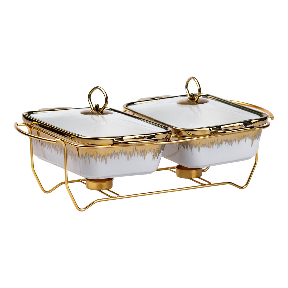 Yiwu порцелянаовий марміт на 2 секції по 1 л золото Коломыя - изображение 3