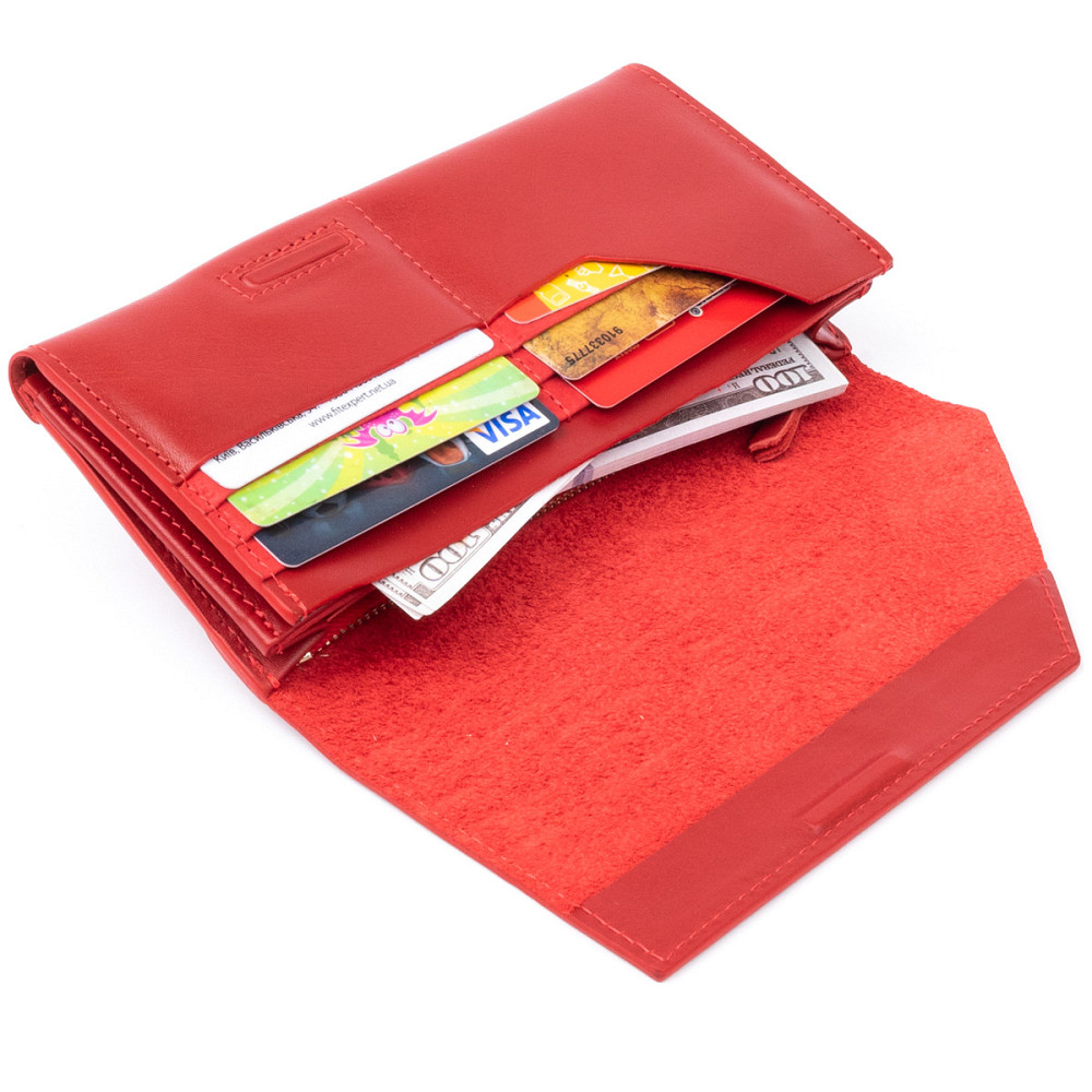 Горизонтальный клатч глянцевый на магните GRANDE PELLE 11318 Красный Киев - изображение 6