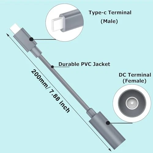 Перехідник для під'єднання комплектного кабелю DC-DC до павербанка Type-C to DC Female 0,2 м Київ - фото 2
