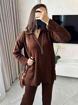 Жіночий базовий теплий костюм двійка: светр і штани машинна вʼязка Одеса