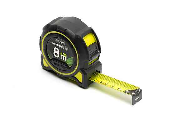 WERTVOLL Рулетка WERTVOLL 8 м х 27 мм фіксатор полотна кнопка STOP покриття TPR нейлонове покри Київ
