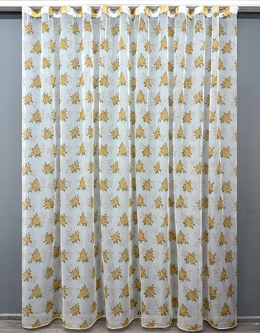 Тюль VR-Textil 1807т Шифон с принтом Белый с оранжевым 300х270 см (40-647) Киев - изображение 2