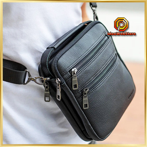Чоловіча чорна шкіряна сумка-месенджер Bexhill Київ - фото 1