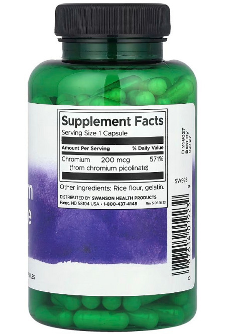 Хром пиколинат Swanson Chromium Picolinate 200 mcg 200 сaps Киев - изображение 2