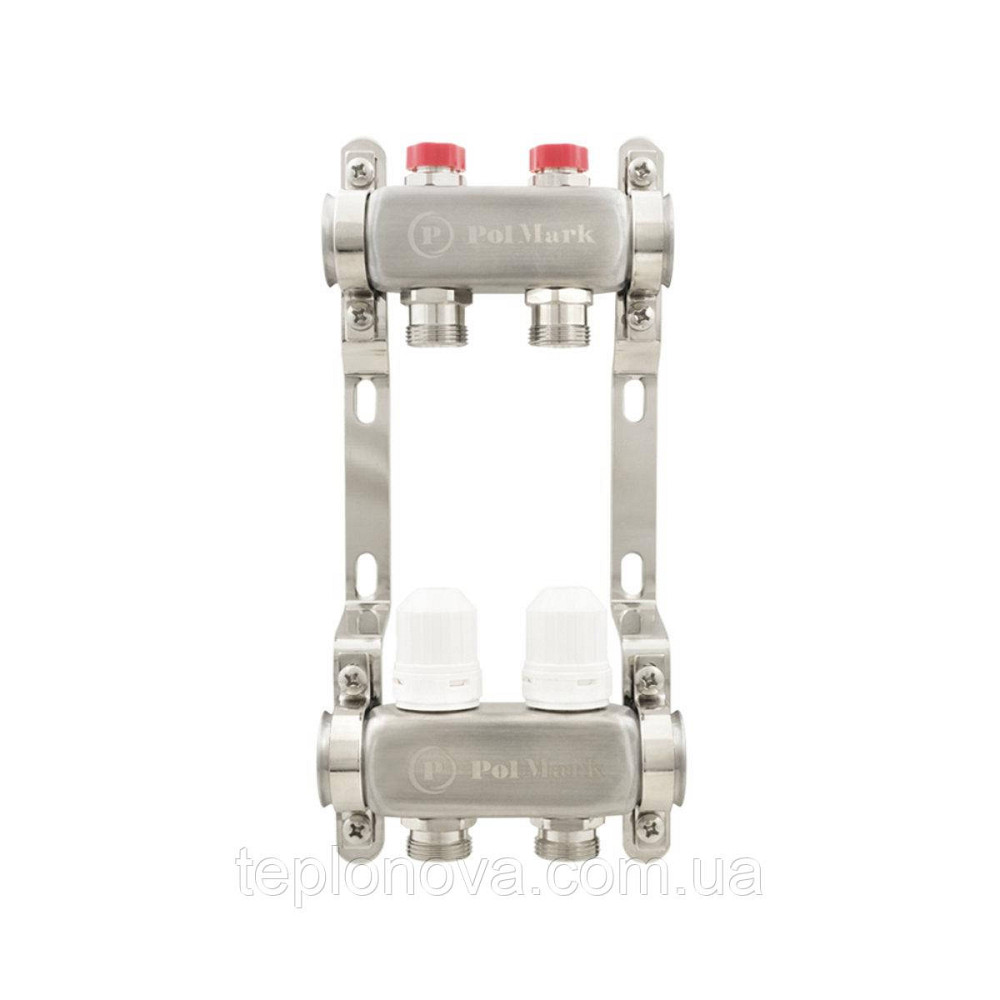 Колектор нержавійка на 2 пари виходів  "Polmark" для теплої підлоги та радіаторів Чернівці - фото 9