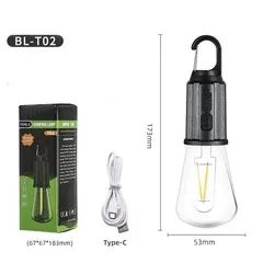 Кемпінгова акумуляторна лампа-підвіс Camping Lamp T-02: водонепроникний LED ліхтар із карабіном та Type-C Одеса
