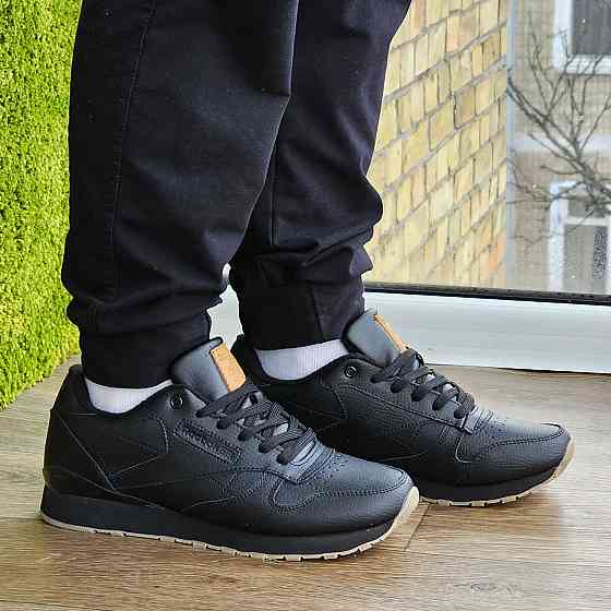 Чоловічі Термо Кросівки Reebok Classic Чорні Зимові Рибок Шкіряні (розміри: 45) - 76-2 Дніпро