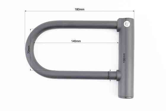 Замок протиугінний U-подібний 130x180 (70х140)мм, товщина скоби 14мм під ключ, чорний 607 Київ