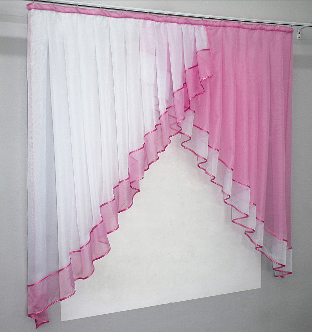 Кухонна занавіска VR-Textil № 023к рожевий з білим 150х150 см (50-523) Киев - изображение 2