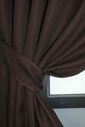 Комплект коротких штор VR-Textil Лен-блэкаут Лен Мешковина № 291ш Венге 130х170см 2 шт (35-0003) Киев