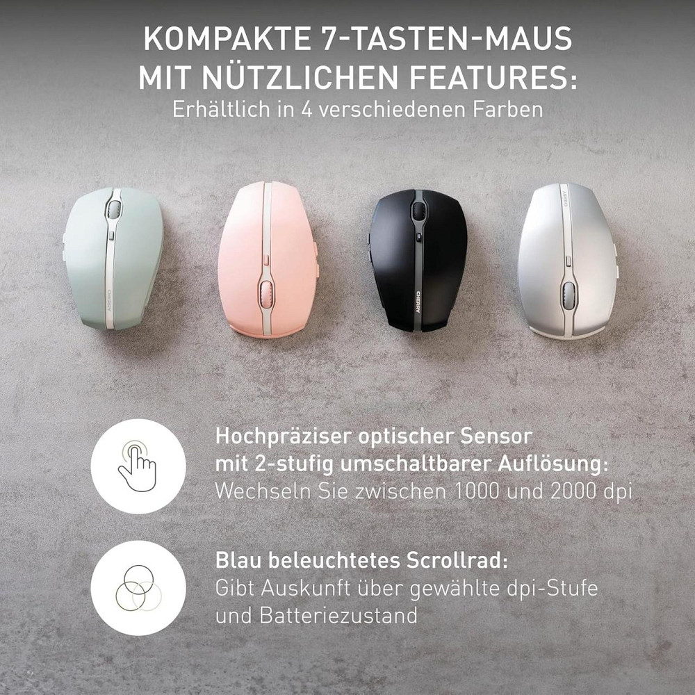 Миша CHERRY GENTIX BT Agave Green Bluetooth мульти-пристрої до 3, 1000/2000 DPI безшумні кнопки ергономічна Київ - фото 3