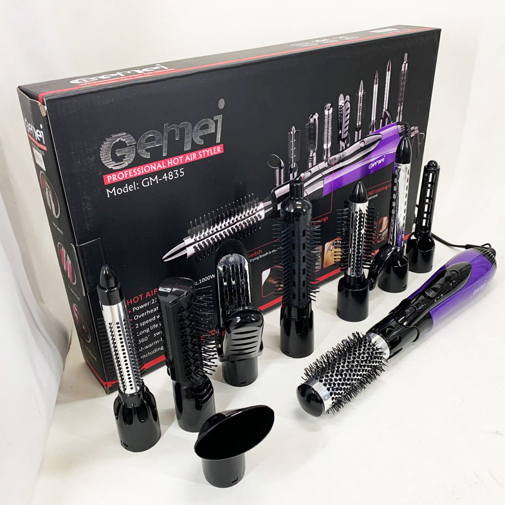 Фен для укладки локонов, Многофункциональный стайлер для волос Фен-щетка волос с концентратором DS-44 Львов - изображение 9